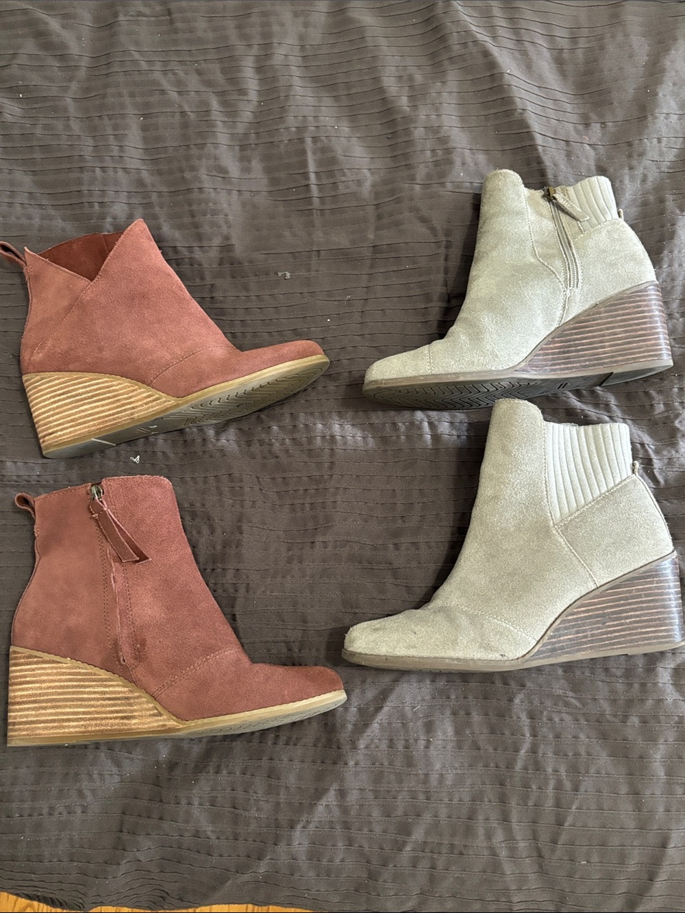 Two Pairs of Toms Suede Ankle Booties Size 10 EUC